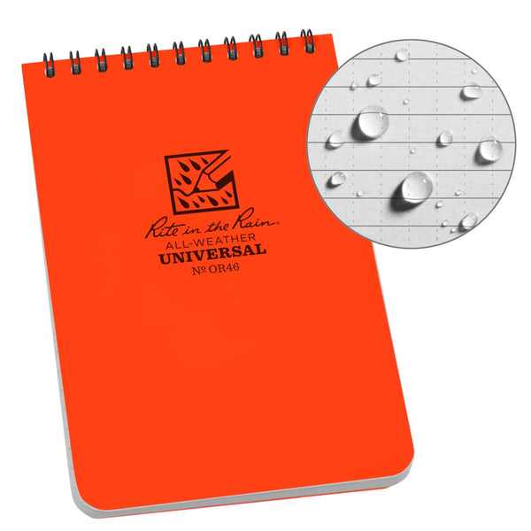 Rite In The Rain Weatherproof Universal Notebook 4’’ x 6’’ - Orange Notepads