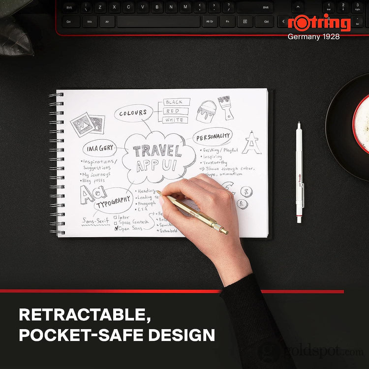 Rotring 600 Series Ballpoint Pen in Gold Ballpoint Pens