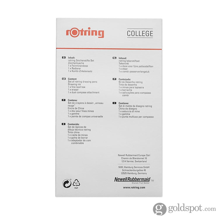 ROtring Isograph College Set S0699390 - 3 Stylos Techniques + Porte-Mine + Carnet Noir