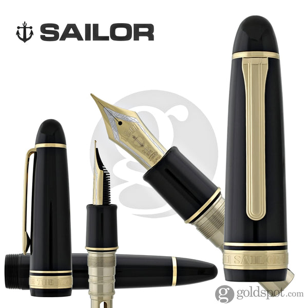 Sailor 1911 King of Pens Fountain Pen in Black Gold with Silver Trim - 21K Gold Fountain Pen