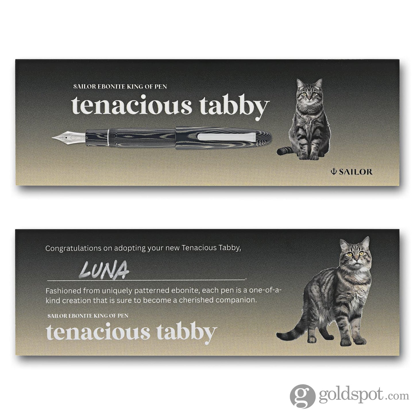 Sailor 1911 King of Pens Fountain Pen in Ebonite ’Tenacious Tabby’ - 21K Gold Fountain Pen