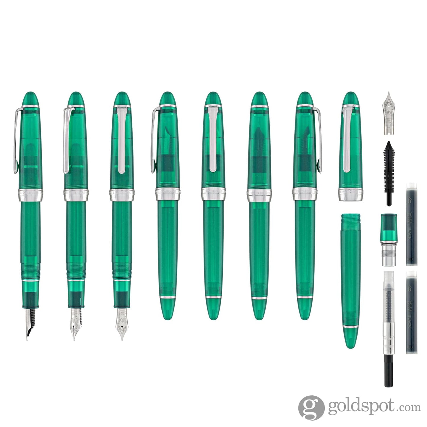 Sailor 1911 Standard Fountain Pen in OhWan Jellyfish (Green) with Silver Trim - 14kt Gold Nib Fountain Pen