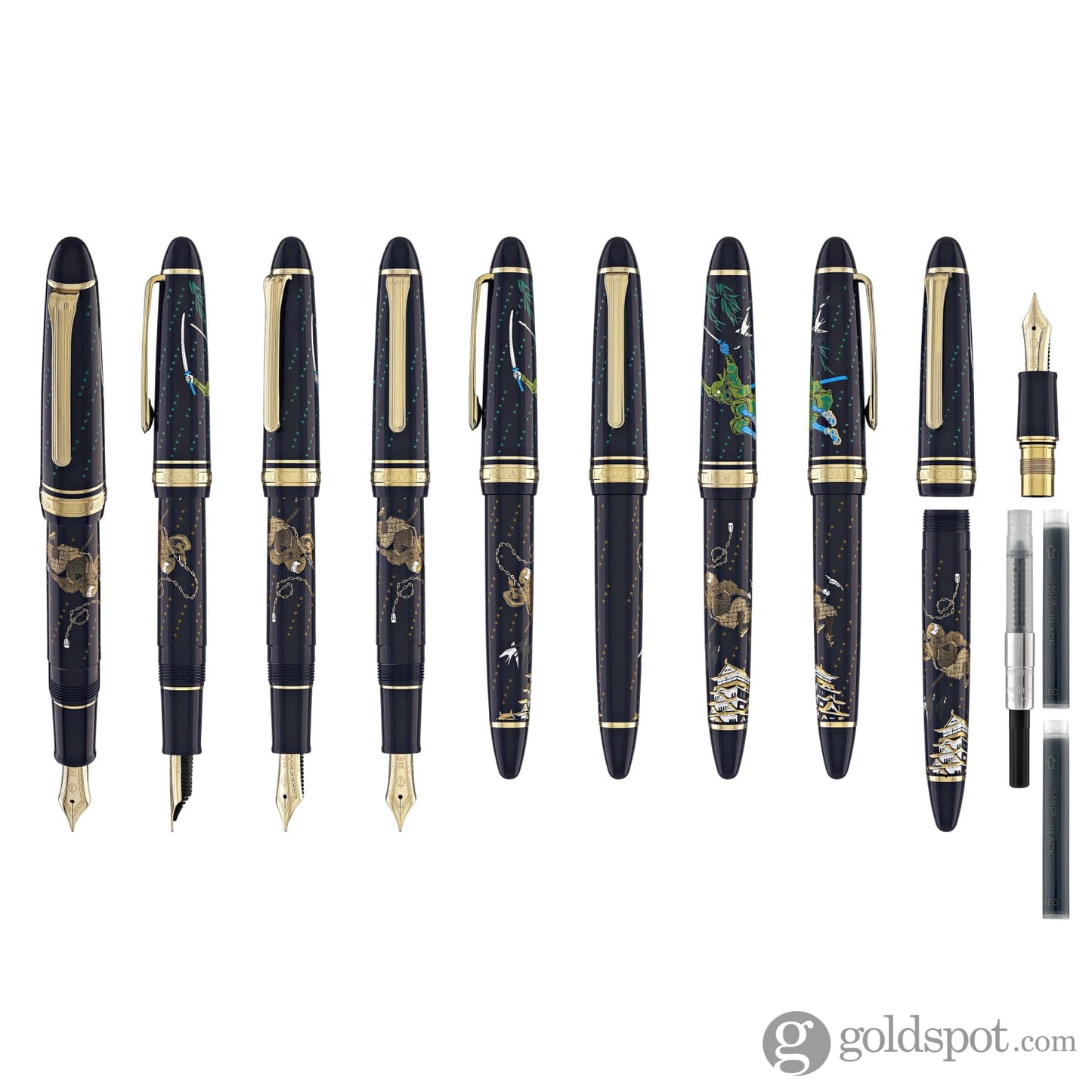 Sailor 1911 Standard Ninja Fountain Pen in Kusarigama with Gold Trim - 14K Gold Fountain Pen