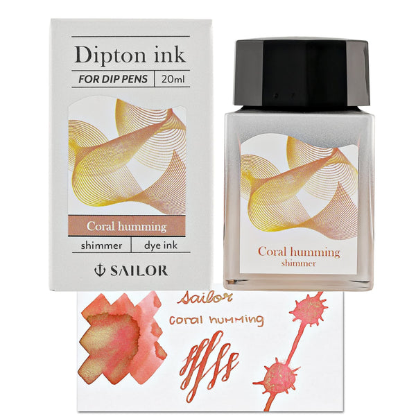 Sailor Compass Dipton Shimmer Bottled Ink in Coral Humming - 20mL Bottled Ink