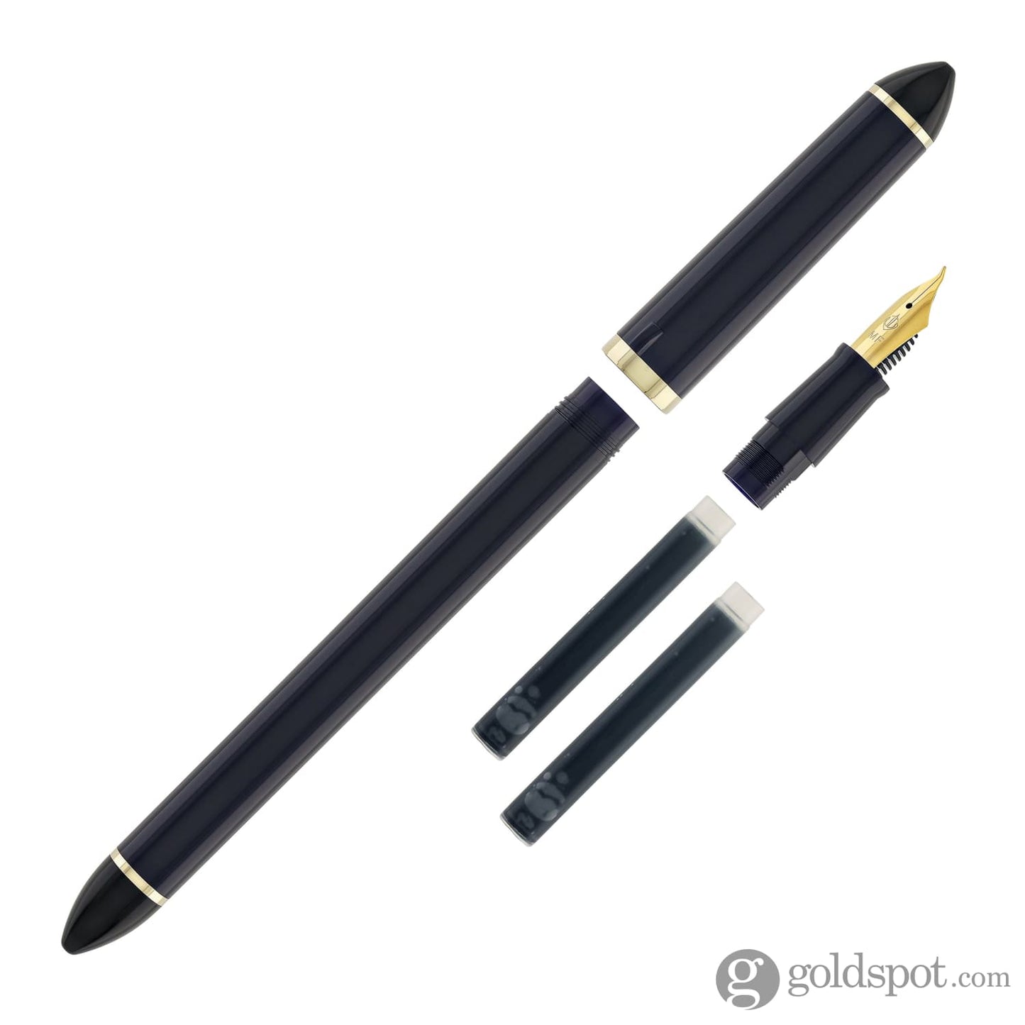 Sailor Compass Fude De Mannen Calligraphy Fountain Pen in Dark Blue - 40 Degree Fude Calligraphy Pens