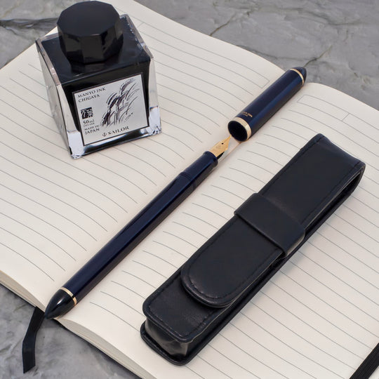 Sailor Compass Fude De Mannen Calligraphy Fountain Pen in Dark Blue - 40 Degree Fude