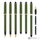 Sailor Compass Fude De Mannen Calligraphy Fountain Pen in Dark Green - 55 Degree Fude Calligraphy Pens