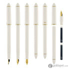 Sailor Compass Fude De Mannen Calligraphy Fountain Pen in Pearl White - 40 Degree Fude Calligraphy Pens