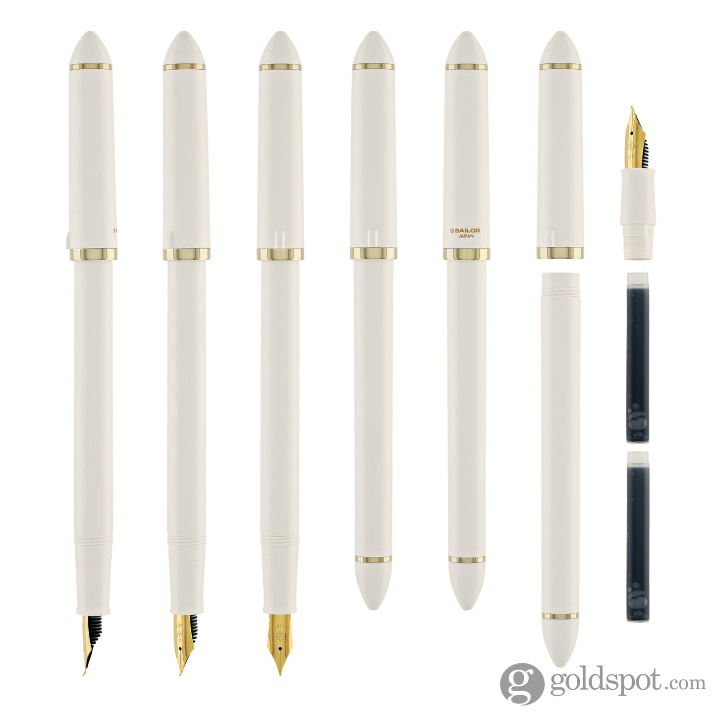 Sailor Compass Fude De Mannen Calligraphy Fountain Pen in Pearl White - 40 Degree Fude Calligraphy Pens