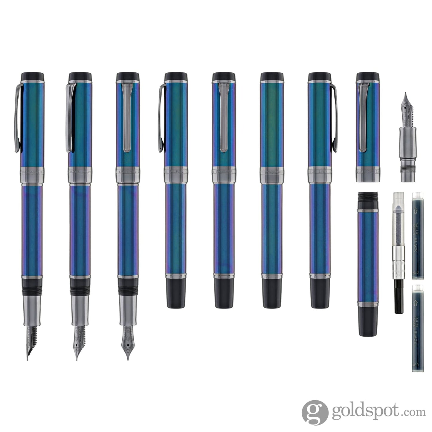 Sailor Cylint Fountain Pen in Lagoon with Black Ion Trim - 21kt Gold Fountain Pen