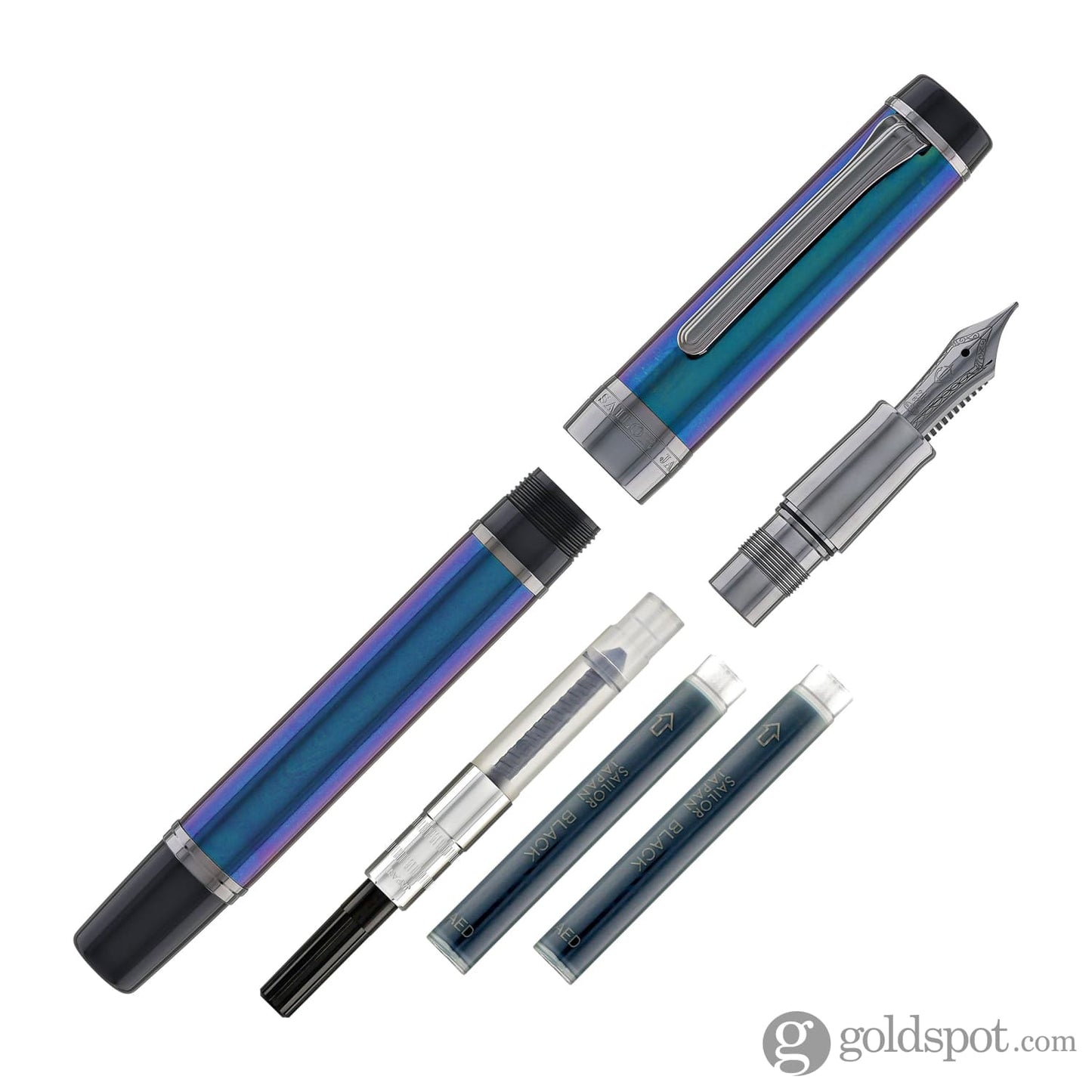 Sailor Cylint Fountain Pen in Lagoon with Black Ion Trim - 21kt Gold Fountain Pen