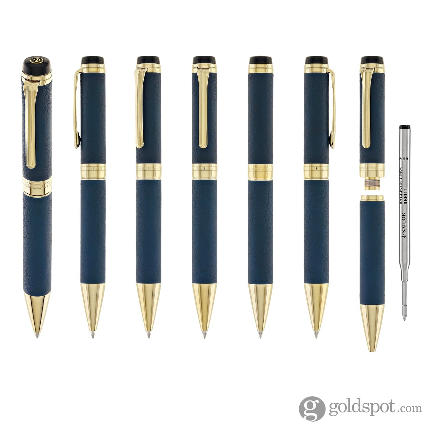 Sailor Cylint Niigata Shikki Ballpoint Pen in Ruri (Lapis Lazuli Blue) with Gold IP Trim Ballpoint Pens