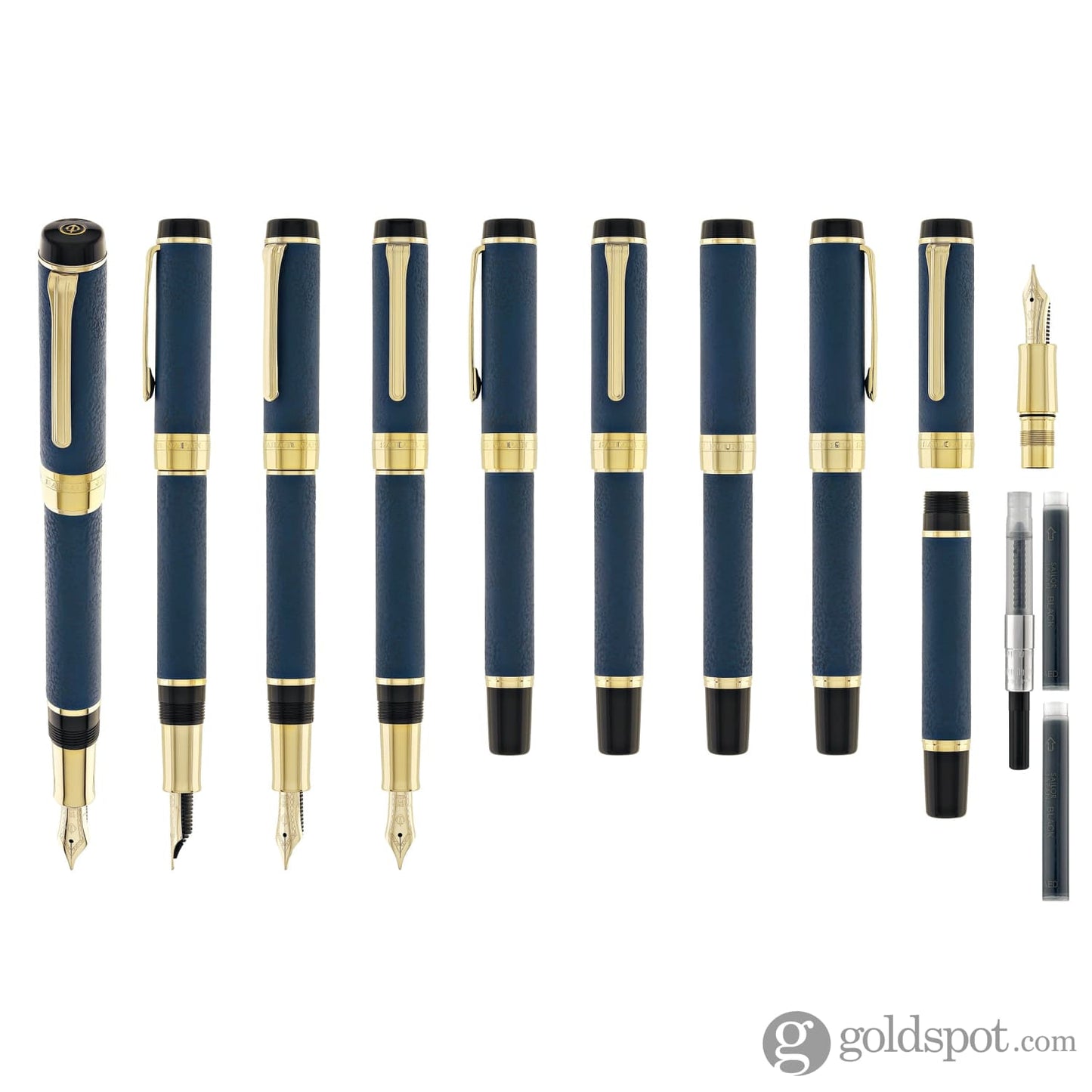 Sailor Cylint Niigata Shikki Fountain Pen in Ruri (Lapis Lazuli Blue) with Gold IP Trim - 21kt Gold Nib Fountain Pen