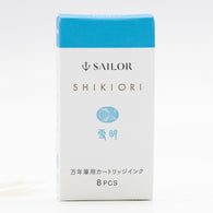 Sailor Four Seasons Shikiori Ink Cartridges in Yuki-Akari (Snow Light Blue) Pack of 8