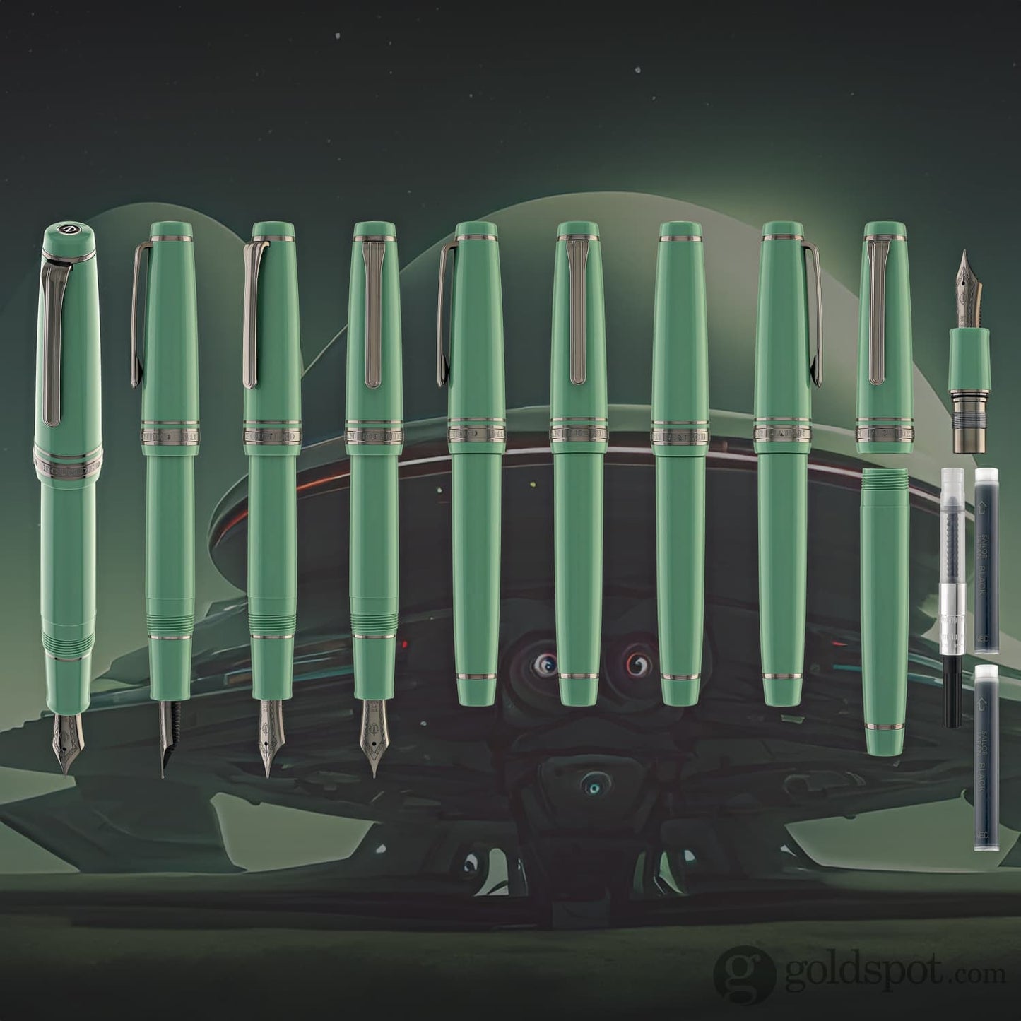 Sailor Pro Gear ’Area 51’ Regular Fountain Pen in Alien Green - 21kt Gold Fountain Pen