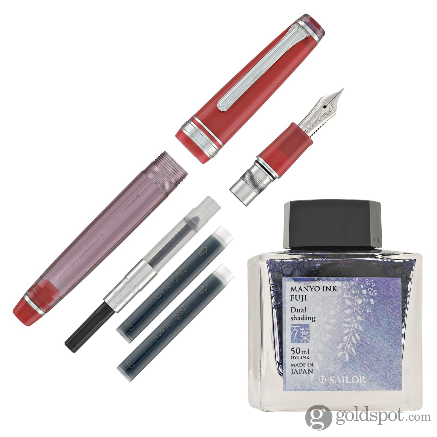 Sailor Pro Gear Slim Fountain Pen in Manyo #2 Series Wisteria (Scarlet Wisteria / Wisteria) - 14K Gold Fountain Pen