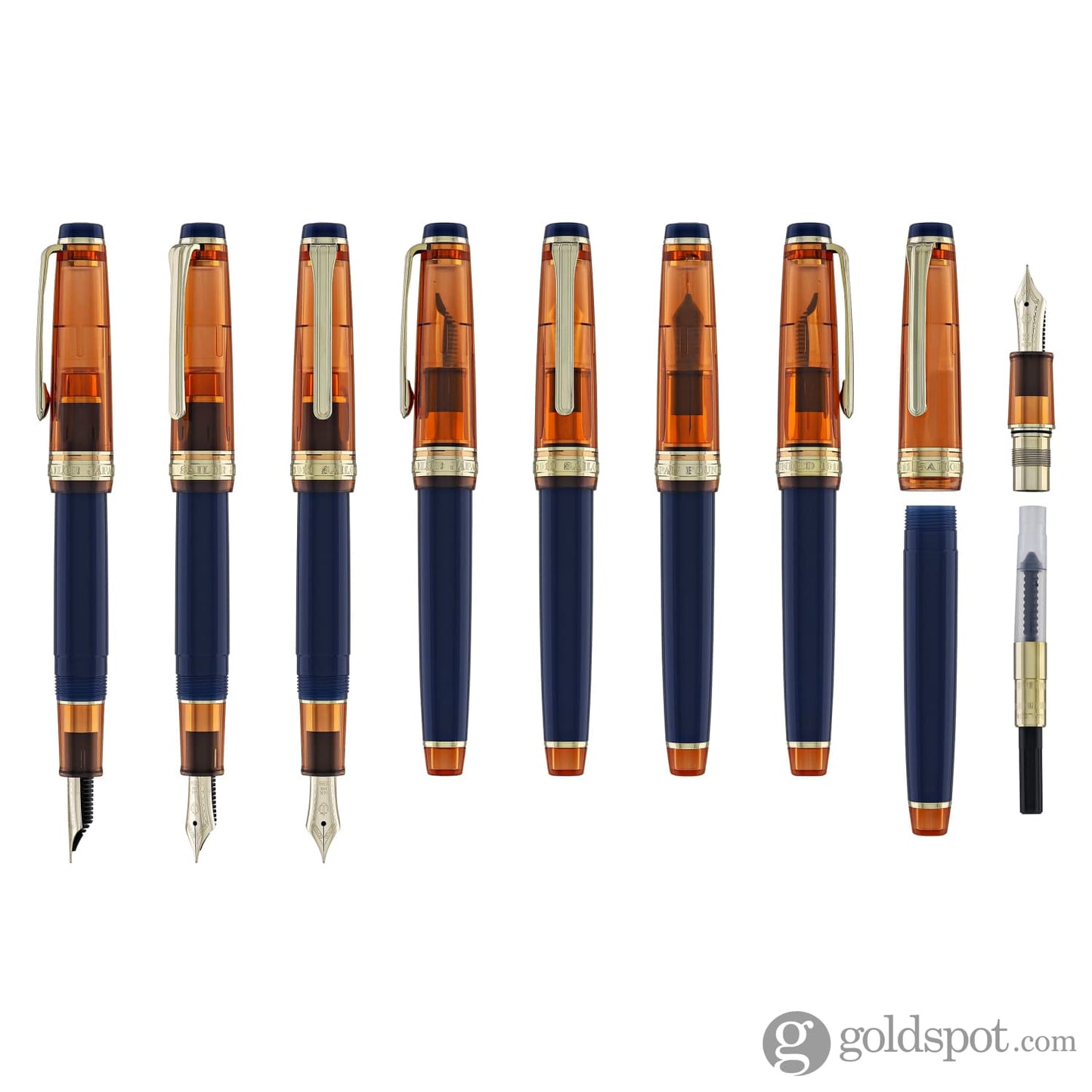 Sailor Pro Gear Slim Fountain Pen in Manyo #3 Series Persimmon - 14K Gold Nib and Budo Bottled Ink - 50mL Fountain Pen