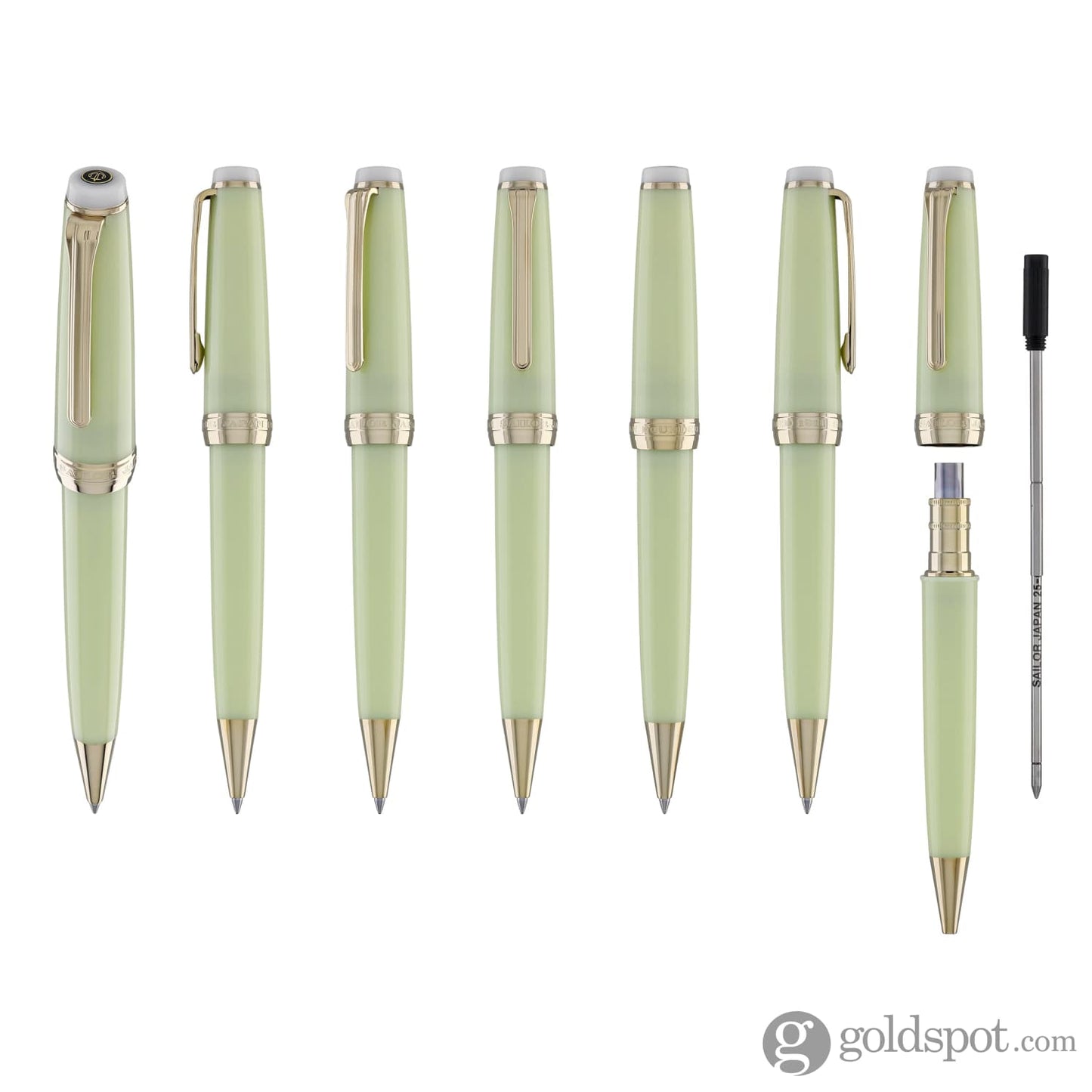 Sailor Pro Gear Slim Shikiori Noyama No Uta Ballpoint Pen in Warbling is in the Air - ’Haru-tsuge-dori’ with Gold Trim Ballpoint Pens