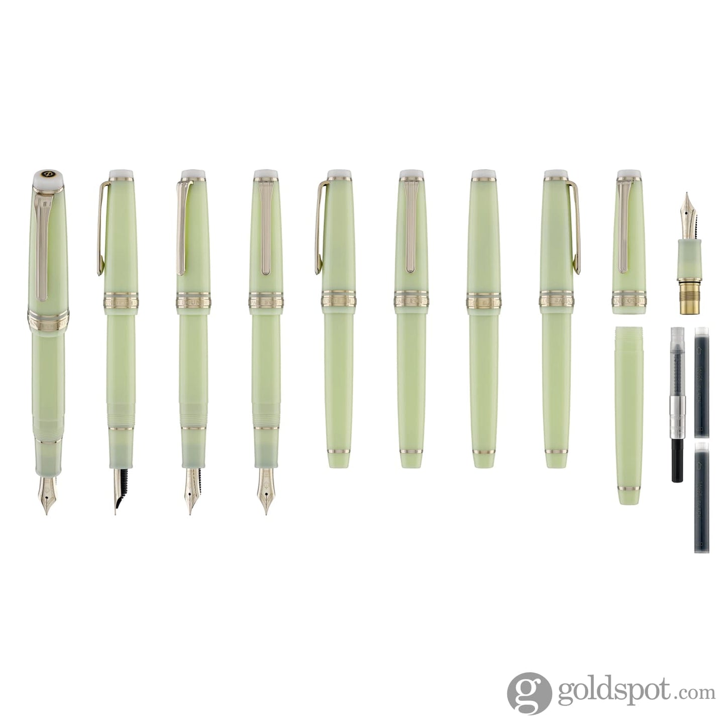 Sailor Pro Gear Slim Shikiori Noyama No Uta Fountain Pen in Warbling is in the Air - ’Haru-tsuge-dori’ with Gold Trim - Medium Fine Point