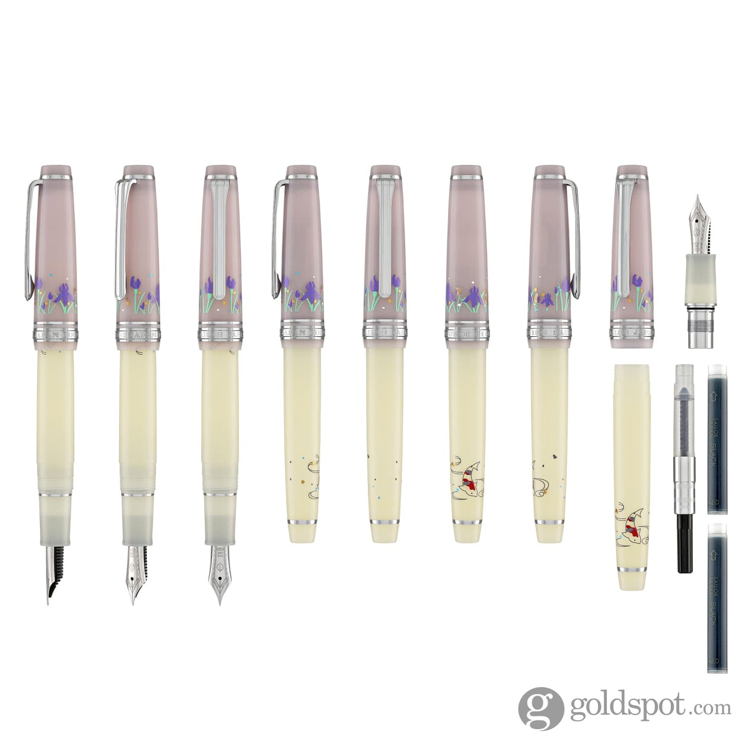 Sailor Professional Gear Slim ’Princess Raden’ Fountain Pen in Princess Shirotae with Silver Trim - 14K Gold