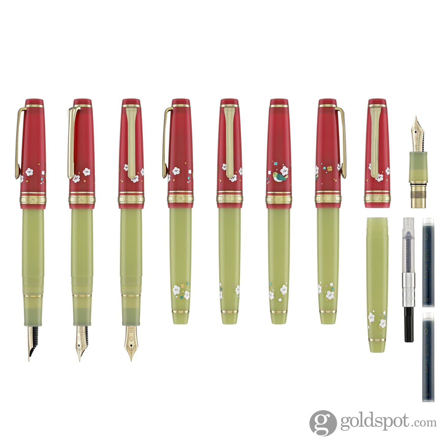 Sailor Professional Gear Slim ’Princess Raden’ Fountain Pen in Princess Uguisu with Gold IP - 14K