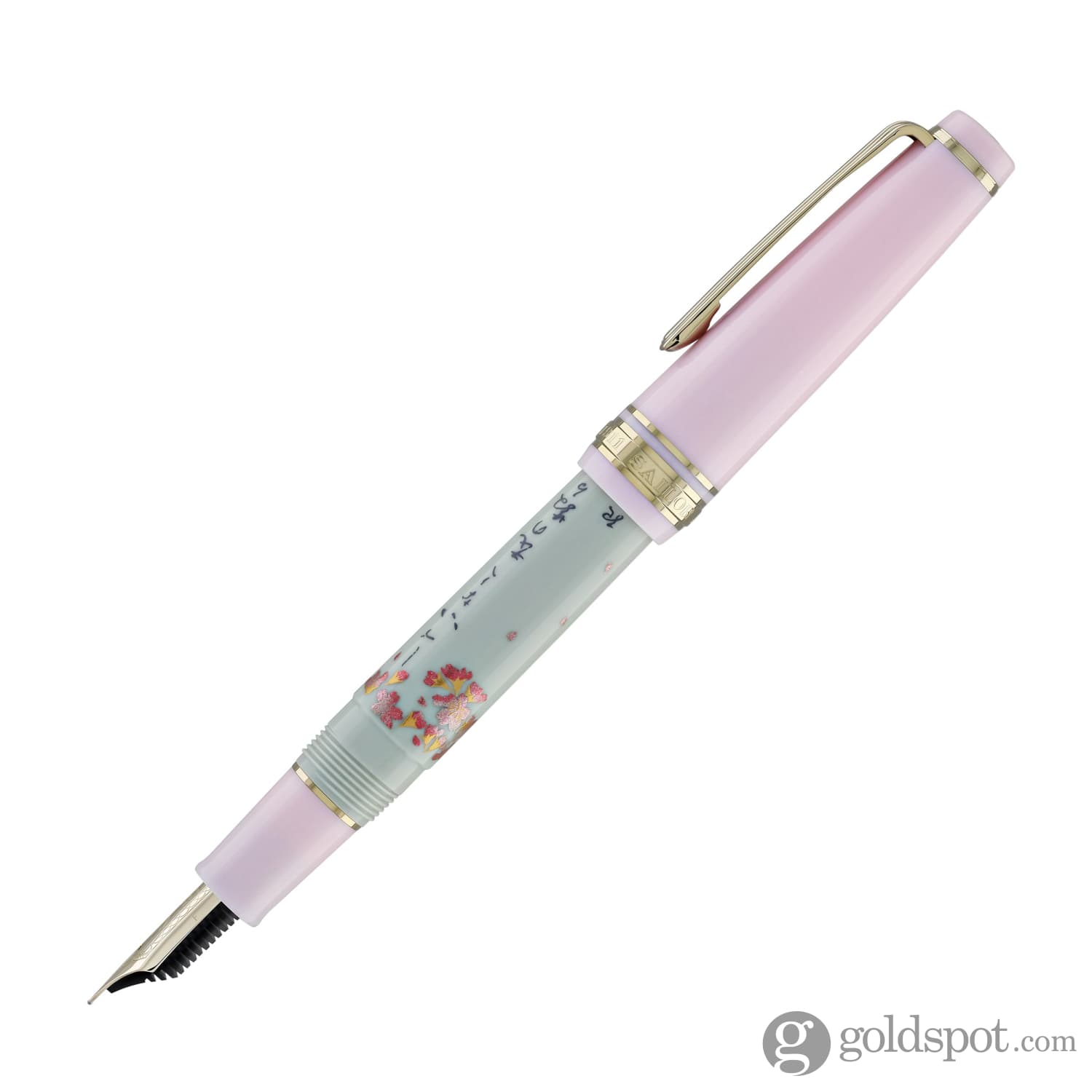 ♡Ba右1044 未使用保管品 セーラー万年筆 花柄 14K SAILOR 木箱 Sailor Professional Gear Slim Seasonal Waka Poetry Fountain Pen in