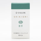Sailor Shikiori Sound of Rain Ink Cartridge in Komakusa (Tea Green Teal) - Pack of 8 Fountain Pen Cartridges