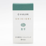Sailor Shikiori Sound of Rain Ink Cartridge in Komakusa (Tea Green Teal) - Pack of 8