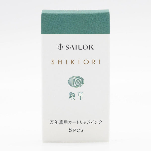 Sailor Shikiori Sound of Rain Ink Cartridge in Komakusa (Tea Green Teal) - Pack of 8 Fountain Pen Cartridges