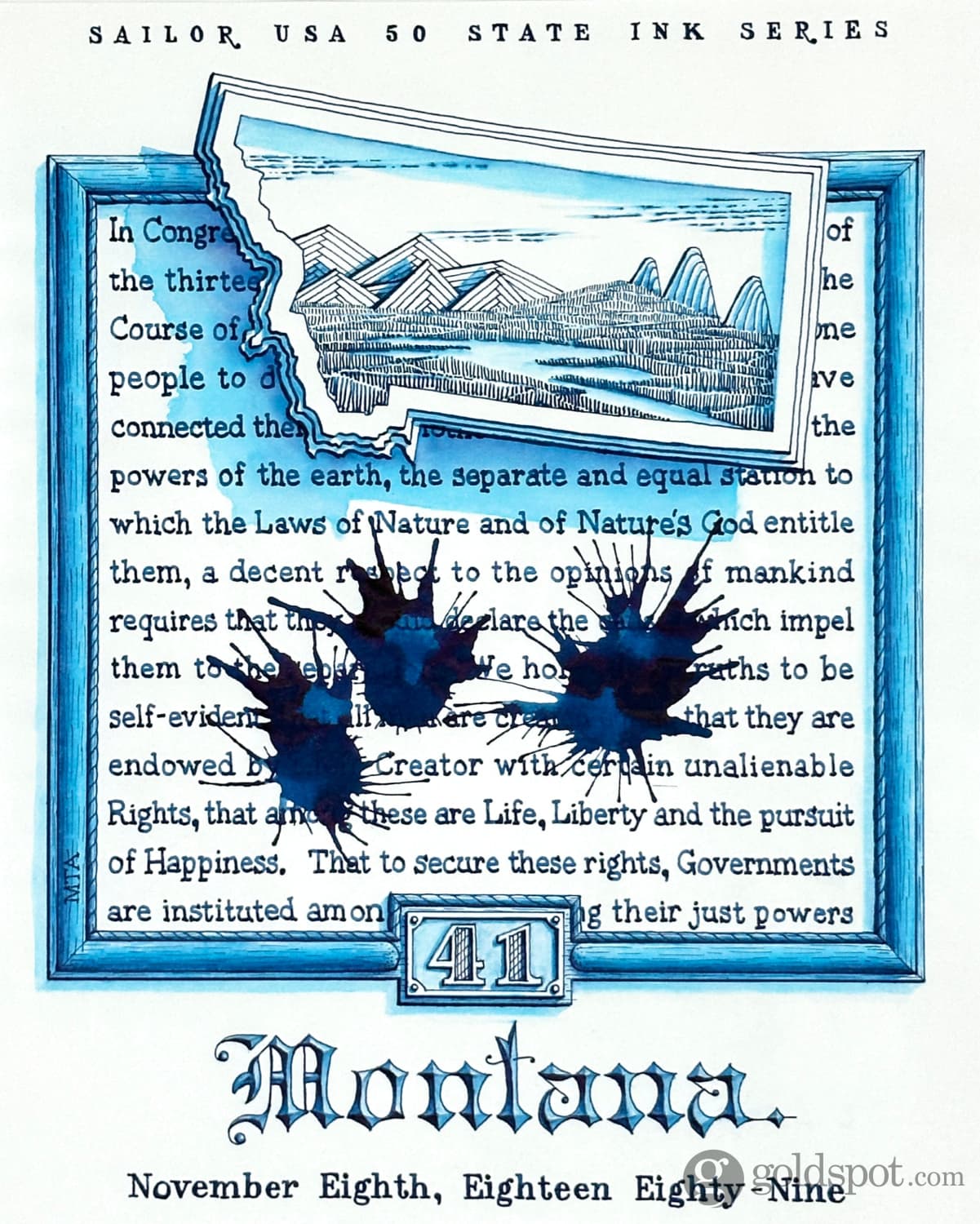 Sailor USA State Bottled Ink in Montana (Blue) - 20 mL Bottled Ink