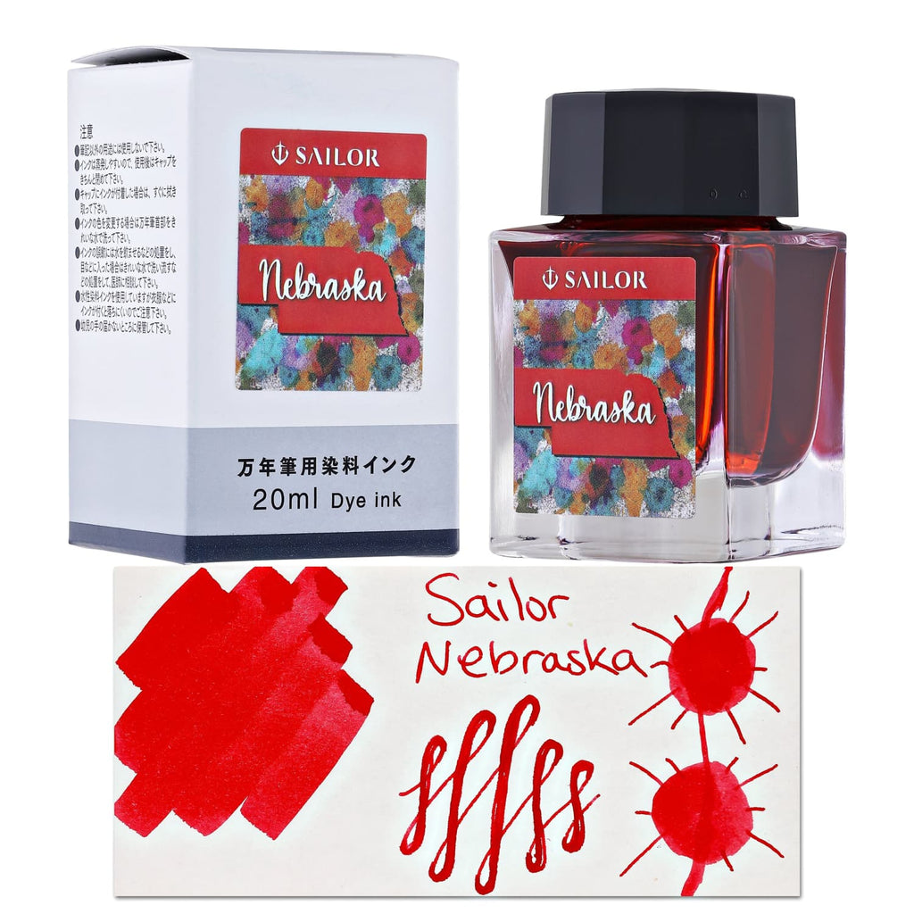 Sailor USA State Bottled Ink in Nebraska (Red) - 20 mL Bottled Ink