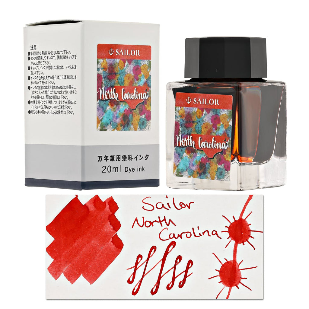 Sailor USA State Bottled Ink in North Carolina (Strawberry Red) - 20 mL Bottled Ink