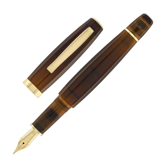 Scribo Feel Fountain Pen in Ambra with Yellow Gold Trim