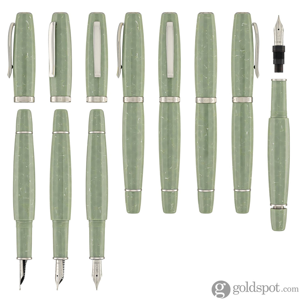 Scribo Feel Fountain Pen in Verde Antico with Platinum Trim - Goldspot Pens