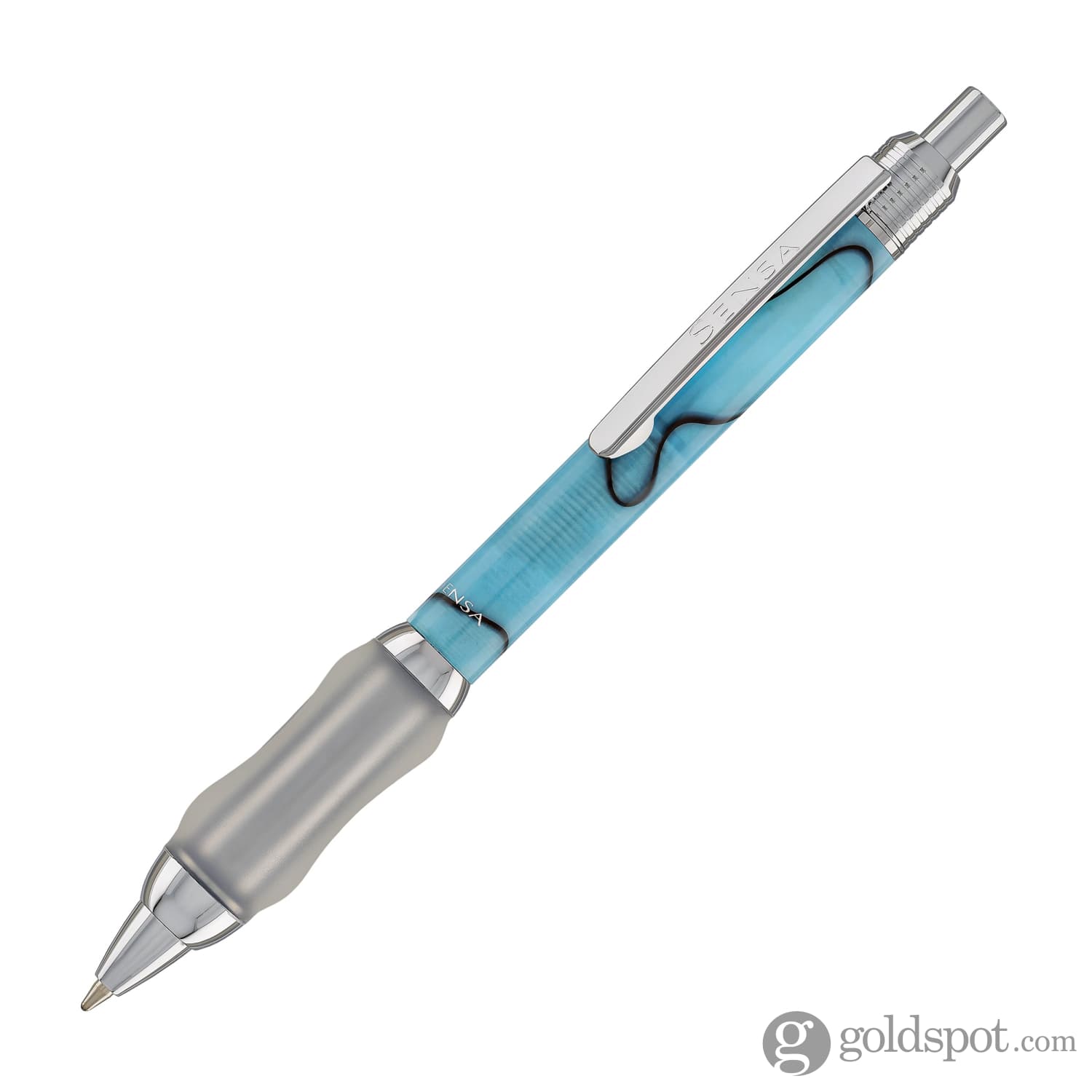 Sensa Click Plasmuloid Ballpoint Pen in Cyan Blue Pearl - Goldspot