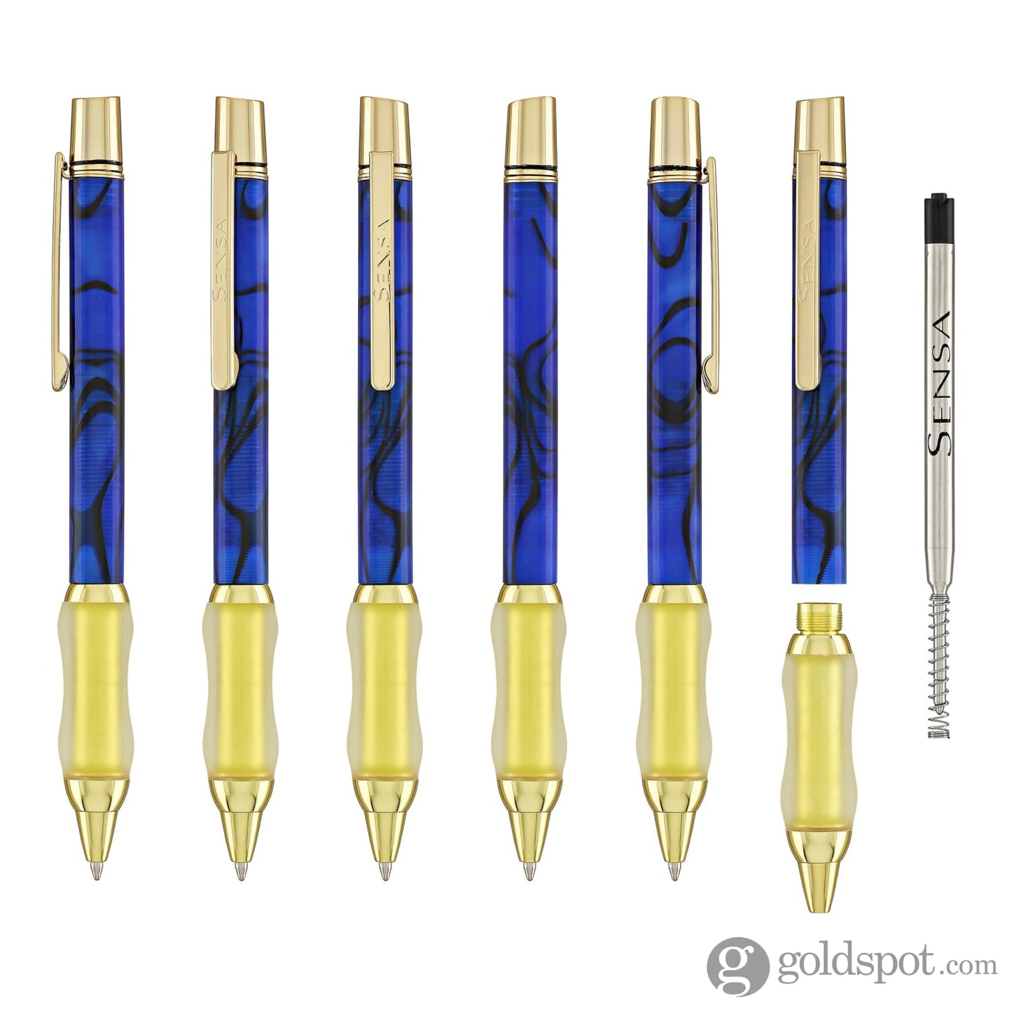 Sensa Metro Gold Ballpoint Pen in Lapis Blue Swirl Ballpoint Pens