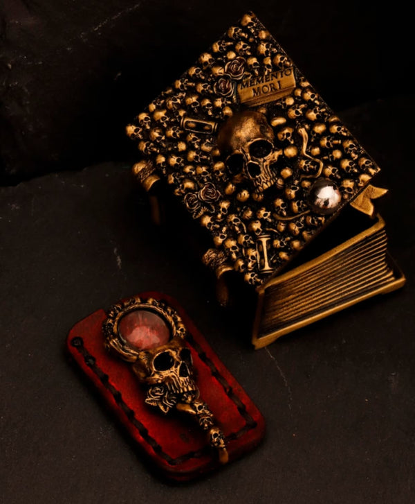 Sepia Accessories Vanitas Brass Nib Box with Miniature Magnifying Glass Accessories