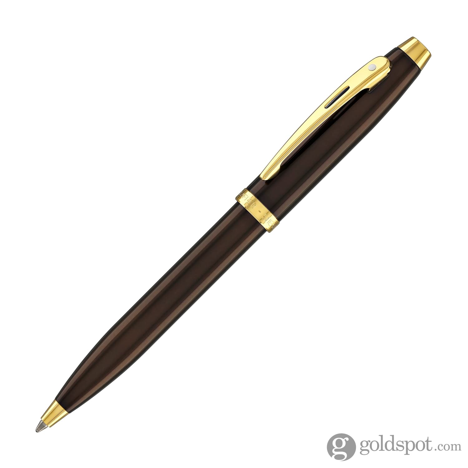 Sheaffer 100 Ballpoint Pen in Coffee Brown with PVD Gold Trim
