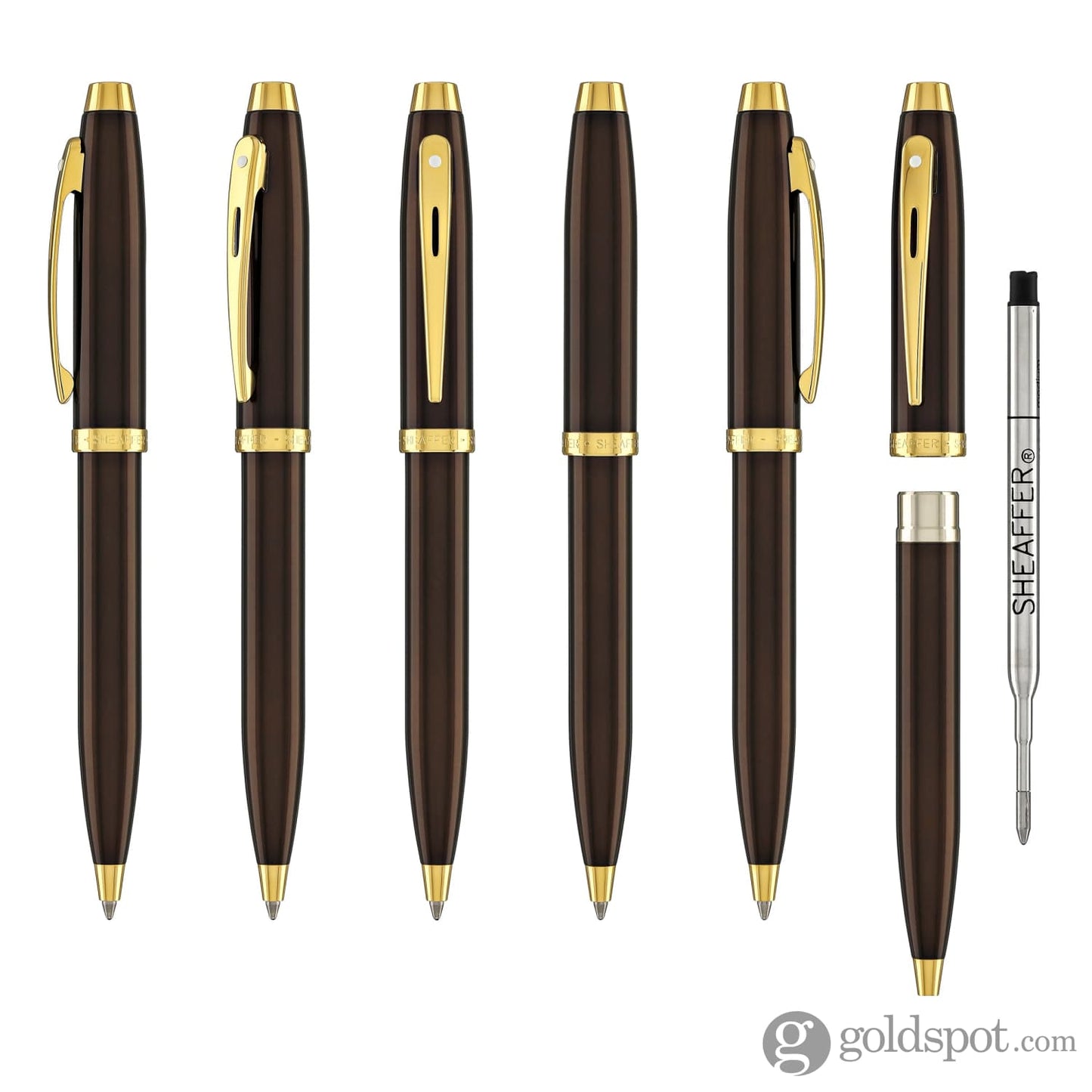 Sheaffer 100 Ballpoint Pen in Coffee Brown with PVD Gold Trim Ballpoint Pens