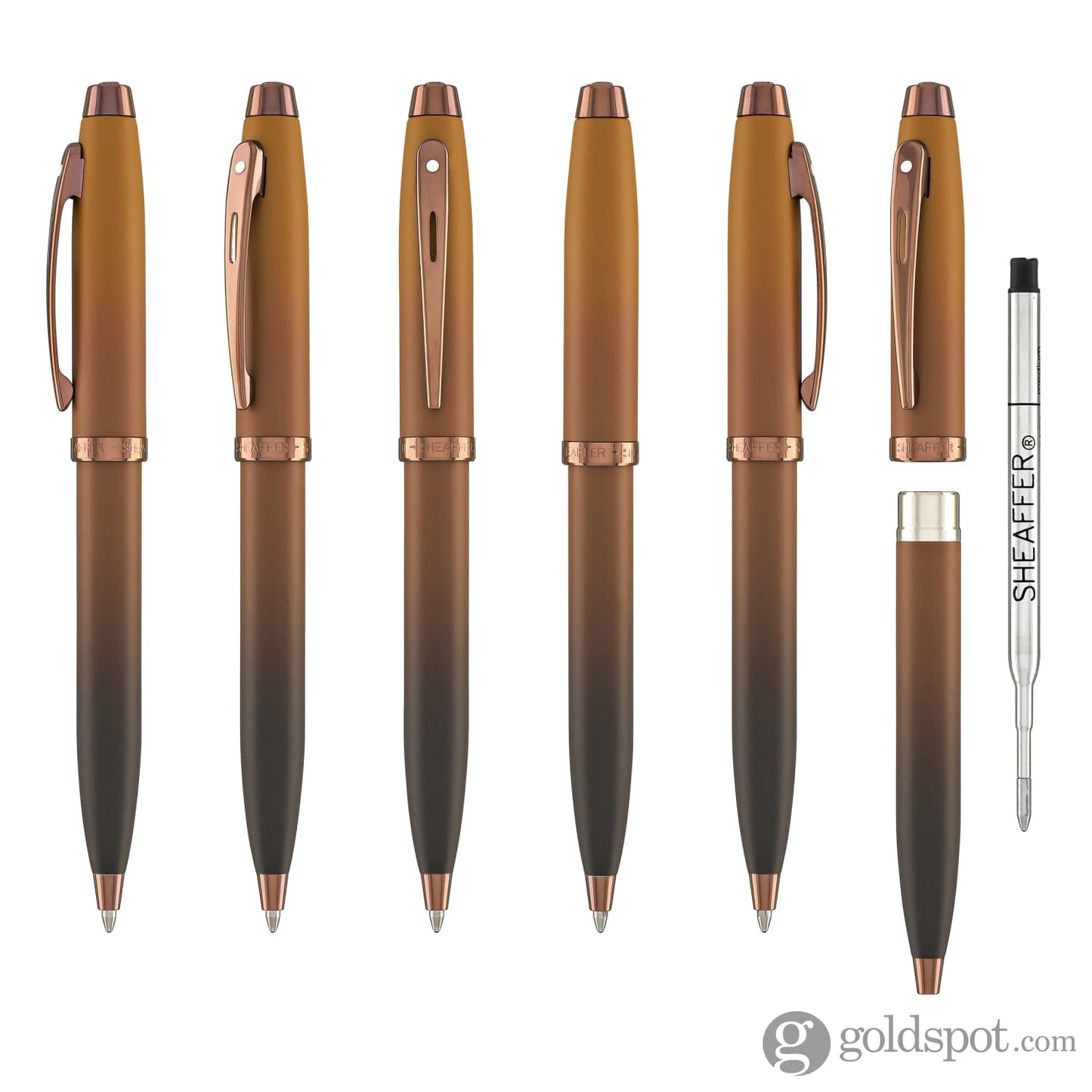 Sheaffer 100 Ballpoint Pen in Coffee Edition with PVD Rose Gold Trim Ballpoint Pens