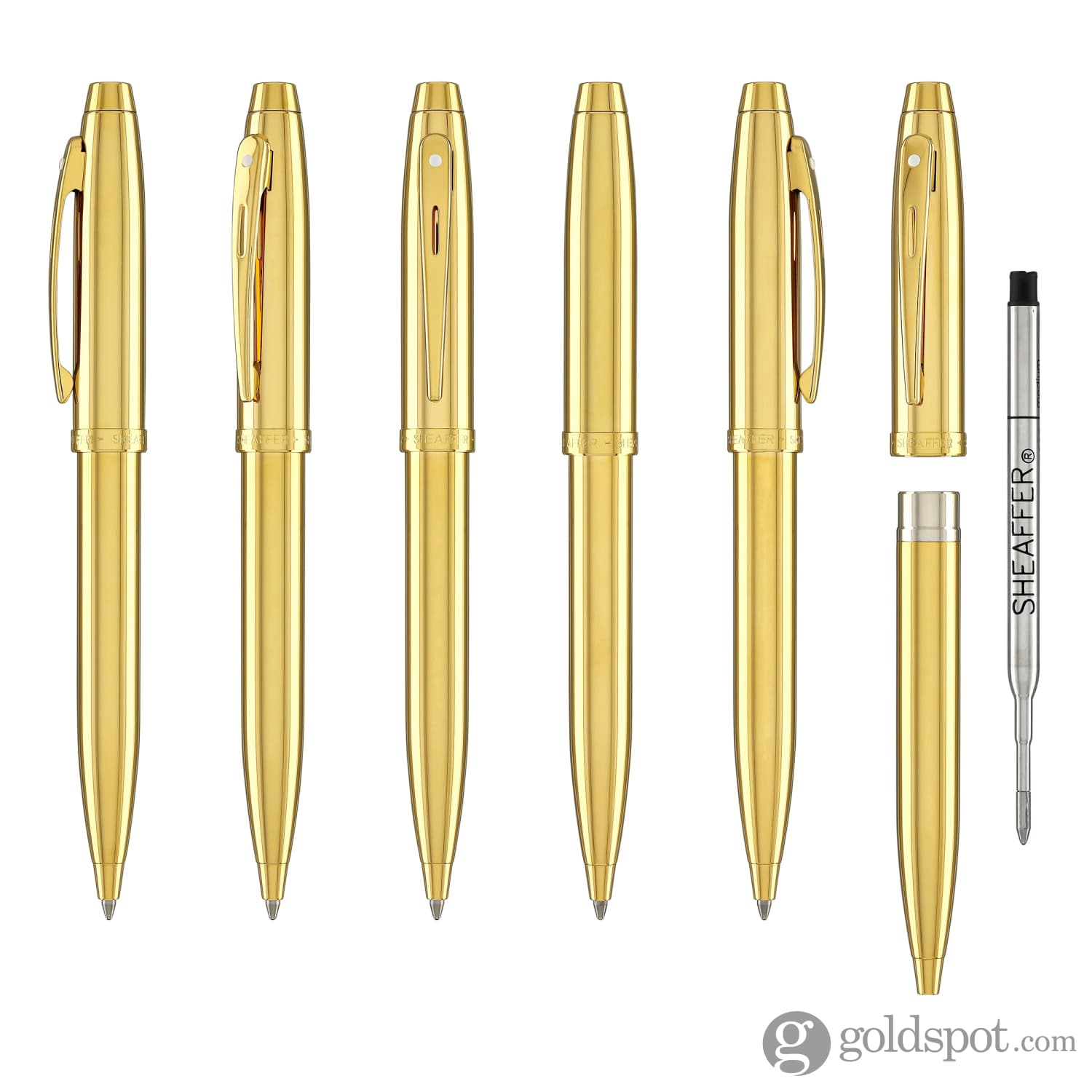 sheaffer 14K ボールペン ゴールド ダイヤモンドカット Sheaffer 100 Ballpoint Pen in PVD Gold - Goldspot Pens