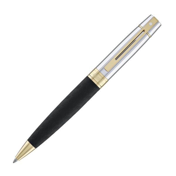 Sheaffer 300 Ballpoint Pen in Matte Black Shiny Chrome Cap with PVD Gold Trim Ballpoint Pens