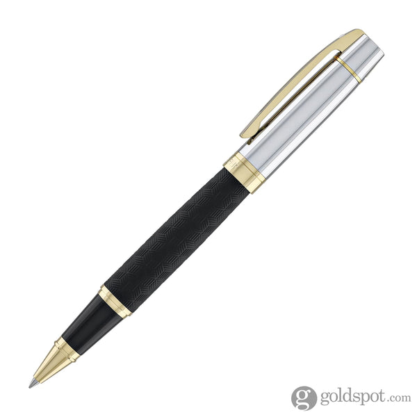 Sheaffer 300 Rollerball Pen in Matte Black Shiny Chrome Cap with PVD Gold Trim Rollerball Pen