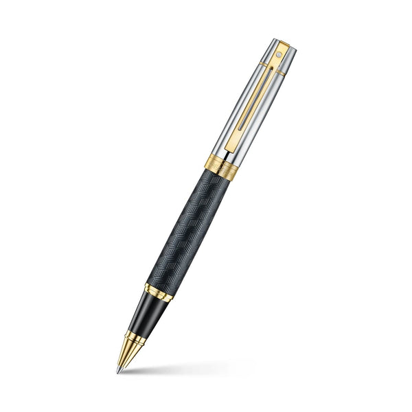 Sheaffer 300 Rollerball Pen in Matte Black Shiny Chrome Cap with PVD Gold Trim ROLLER BALL PEN