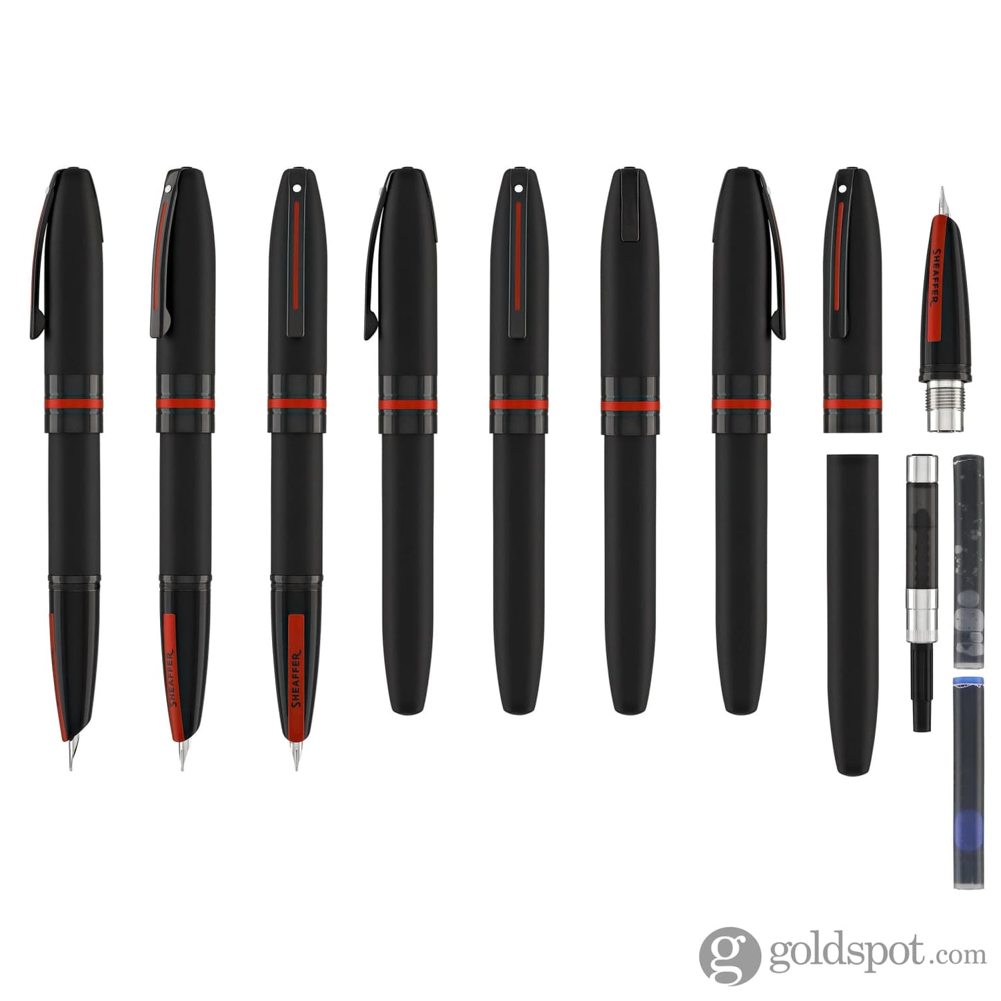 Sheaffer Icon Fountain Pen in Matte Black Lacquer with Red PVD Trim Fountain Pens