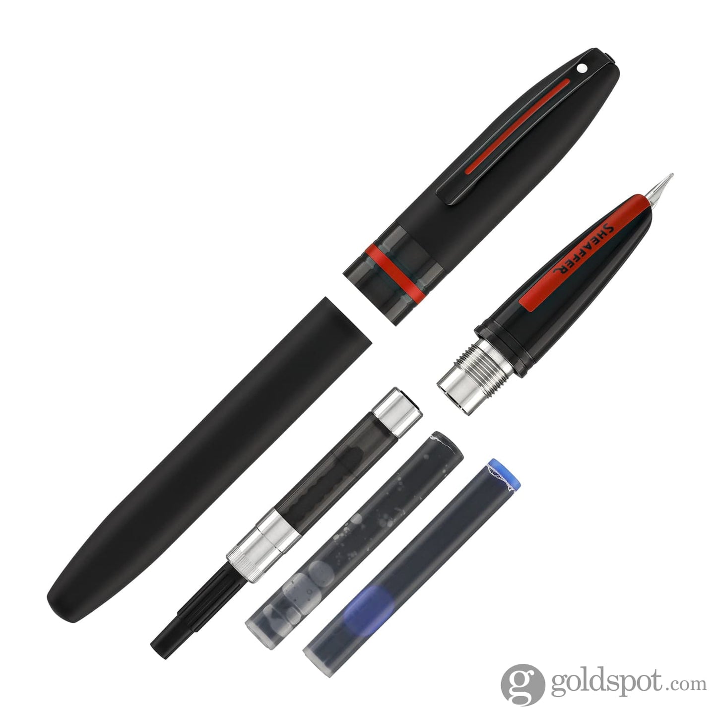Sheaffer Icon Fountain Pen in Matte Black Lacquer with Red PVD Trim Fountain Pens