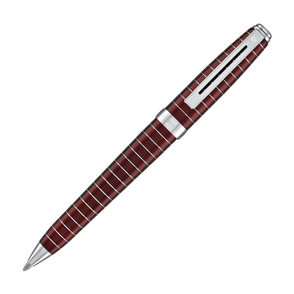 Sheaffer Prelude Ballpoint Pen in Merlot Lacquer with Horizontal Chrome Plated Engraving Ballpoint Pens