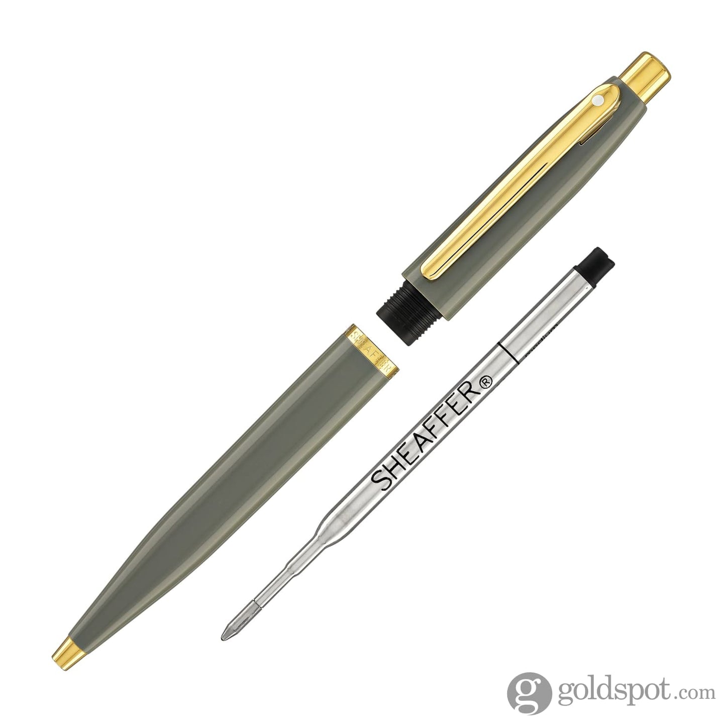 Sheaffer VFM Ballpoint Pen in Light Grey with Gold PVD Trim Ballpoint Pens