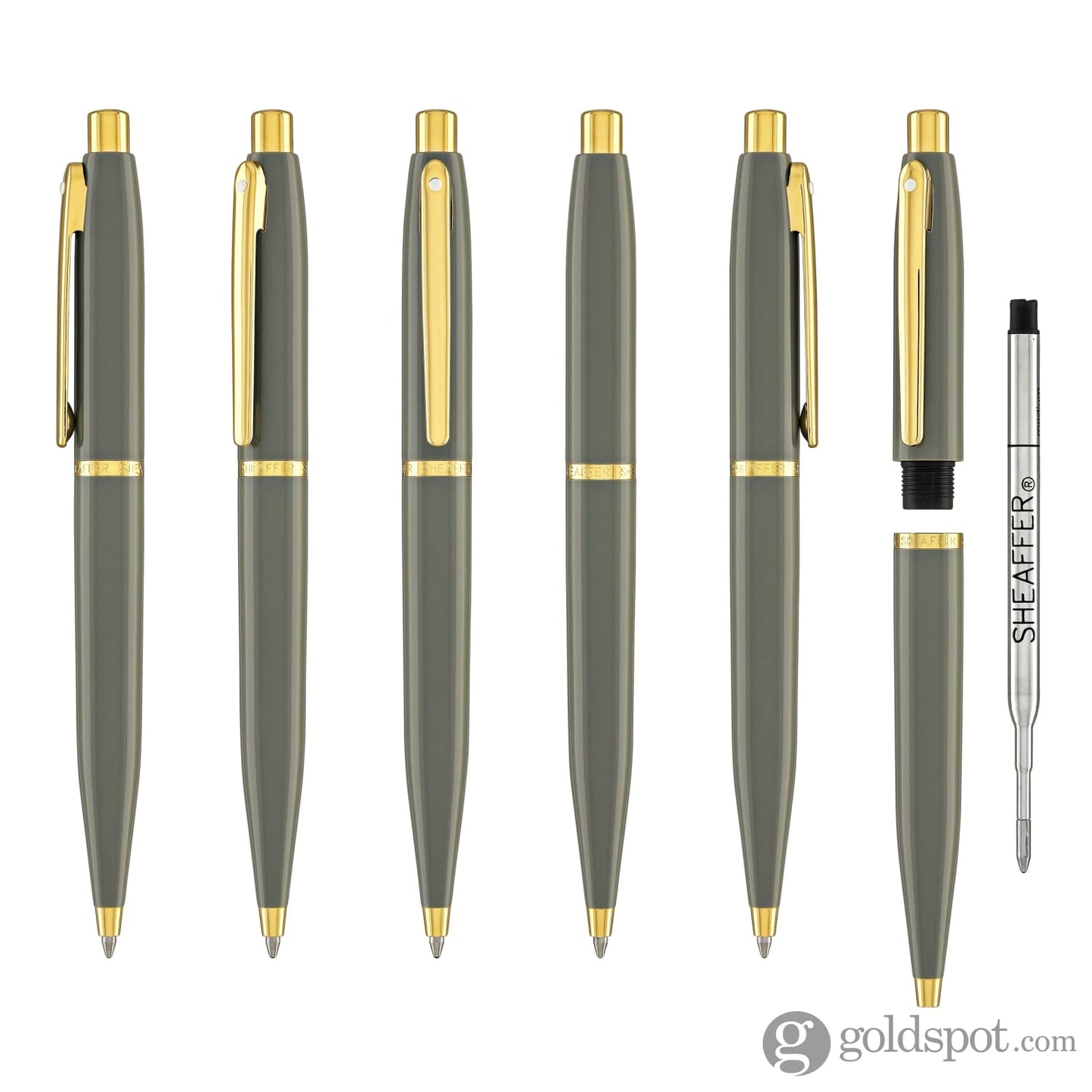 Sheaffer VFM Ballpoint Pen in Light Grey with Gold PVD Trim Ballpoint Pens