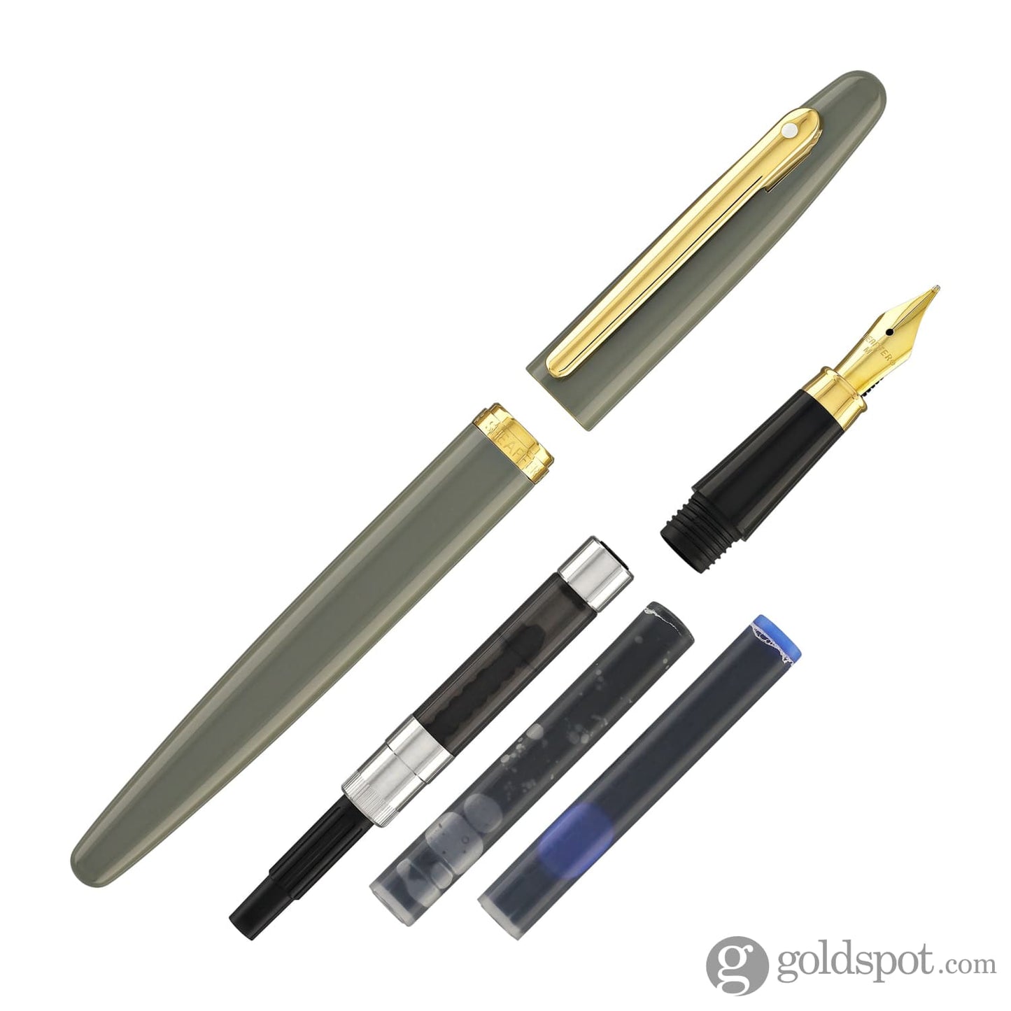 Sheaffer VFM Fountain Pen in Light Grey with Gold PVD Trim - Medium Point Fountain Pen
